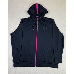 T-Mobile Hoodie Sweatshirt Womens 2XL Black Pink Full Zip Logo Workwear